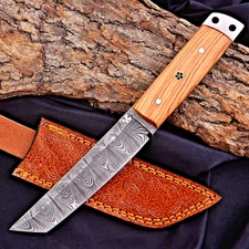 Damascus Tanto Hunting Knife Custom HandMade / Forged Damascus Steel Blade UU 40