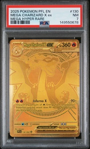 2025 POKEMON PFL EN-PHANTASMAL FLAMES MEGA HYPER RARE MEGA CHARIZARD X EX PSA 7