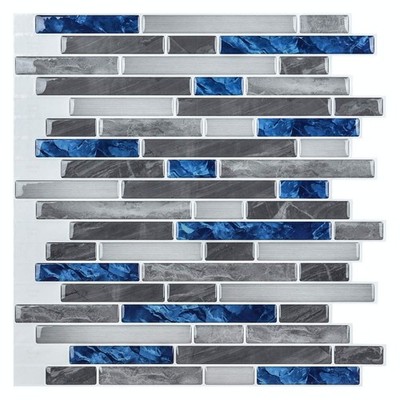Art3d Peel & Stick Brick Kitchen Backsplash Self-Adhesive Wall 30*30cm, Blue 