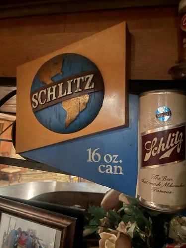 Vintage Schlitz Beer 16oz. Advertising Bar  Sign! Excellent! See Pictures