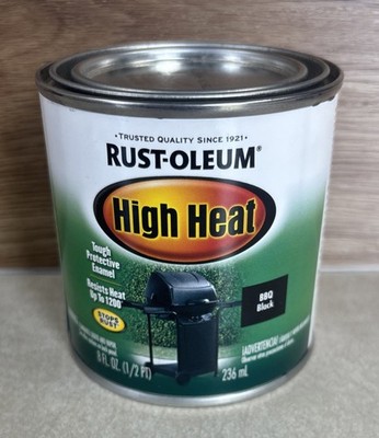 RUST-OLEUM - 7778730 Satin High Heat Enamel 1/2 Pt   BBQ Black 1200 Degree Temp