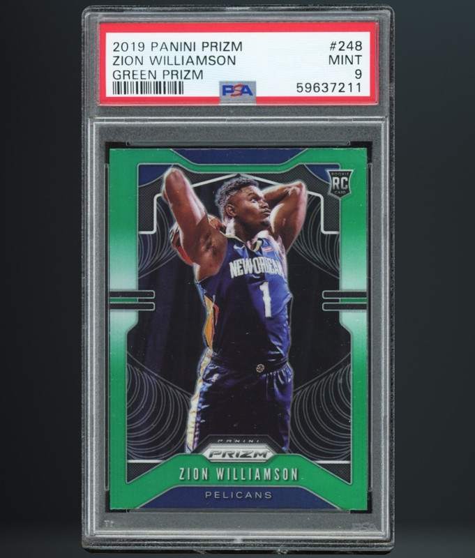 2019-20 Panini Prizm Zion Williamson #248 Green Prizm Rookie PSA 9