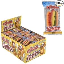 E. Frutti Party Novelty Bulk Flavored Chewy Hot Dog Gummies 0.6 Oz (Pack of 60)