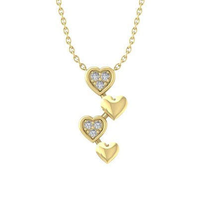 10K Gelbgold natürlicher Diamant Herz Anhänger Halskette mit Silberkette 18''