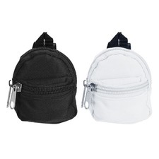 Mini Doll Zipper Backpack, Tiny Doll Backpack Black/White, 2pcs 