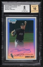 2010 Bowman Draft Chrome Prospects Refractor 135/500 Chris Sale BGS 8 Auto h8b