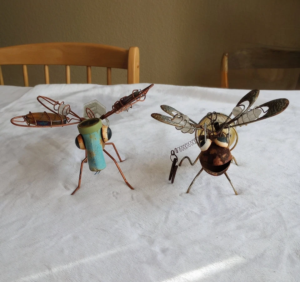 2 Alambres de vidrio de cobre decoración avispa insecto abeja de jardín metal ciclo único en su tipo Foto 2 de 4