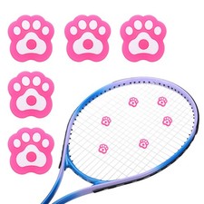 Tennis Racket Dampener, 1 Inch  5 Pcs  Silicone  F Pink White Cat Paw