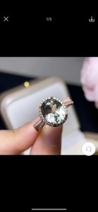 Authentic Rose Gold Plated Oval Clear Stone Halo Cocktail Ring Pave Band Size 7