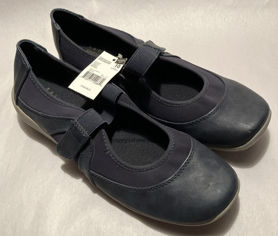 NWT Basic Editions Mandi Womens 10M Blue Hook & Loop Mary Jane Casual Shoes