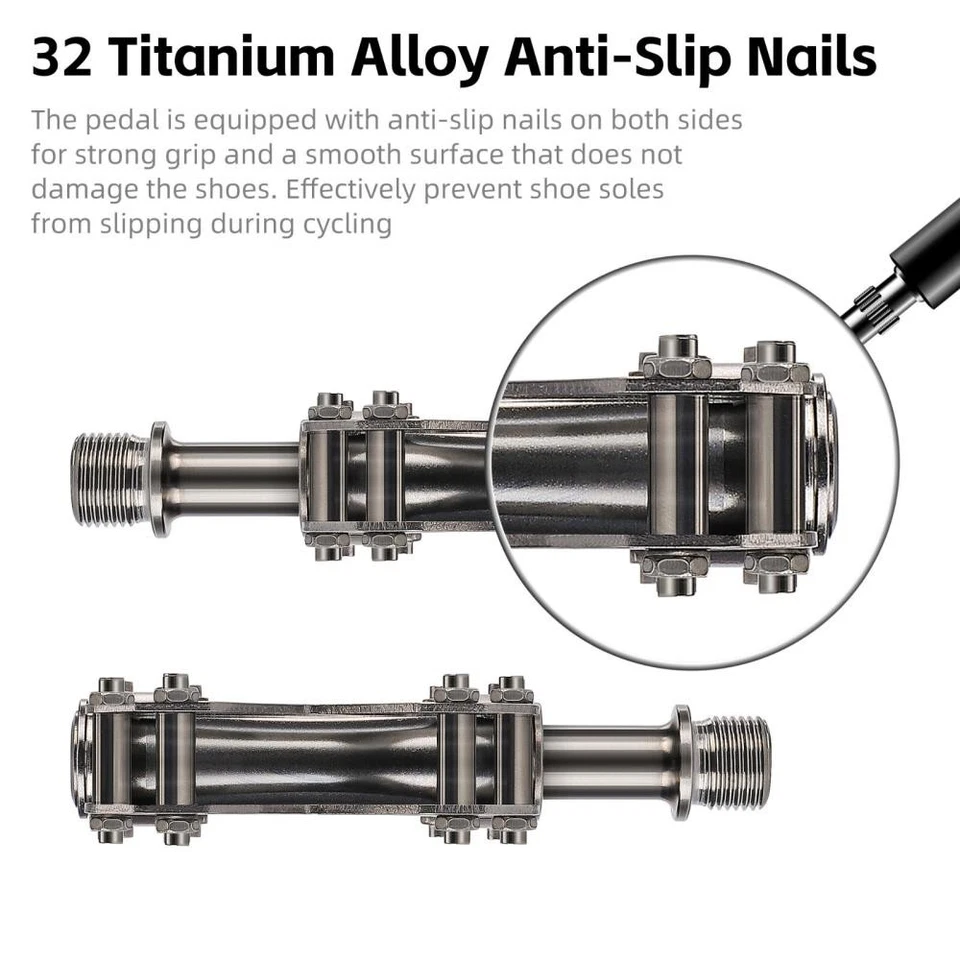 For Lightweight Titanium Alloy 3 Bearings Bicycle Flat Pedals High Smoothness - Image 4 of 4