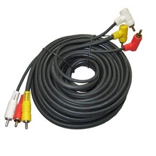 Triple RCA Stereo Audio and Video Cable - Right Angle to White,Yellow