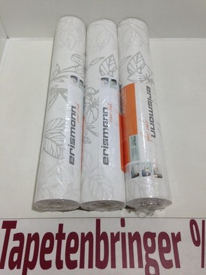 Vliestapete Erismann 3x 5910-01 (3Rollen) Blättermuster Weiß Metallic Restposten