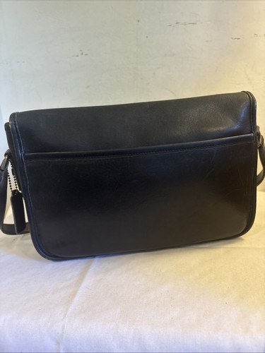 Vintage Coach Black Leather City Bag Crossbody Flap Turn Lock  USA by Coach, $143.67 - Photo 5