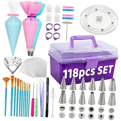 Cookie Decorating Kit 118pcs with Storage Case, Royal Sugar Piping Bags and