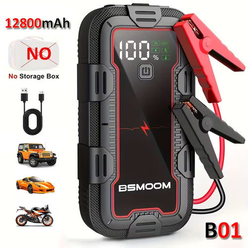 Avviatore Emergenza Batteria Auto Moto Powerbank Jump Starter Booster Portatile