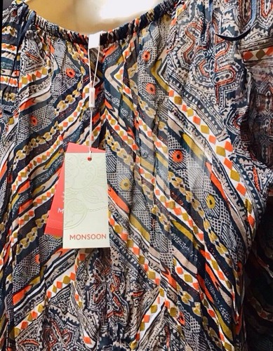 BNWT Monsoon Off the Shoulders Chiffon Creased Tunic Top UK M Belted RRP £45 - Picture 12 of 12