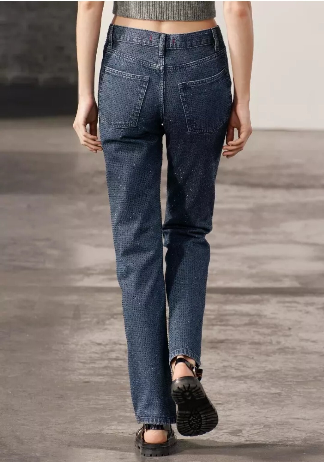 $109 Zara ZW Sz 2 Bootcut High Waist Rhinestone Sparkly Jeans Blue 2449/252 SS24 image 8