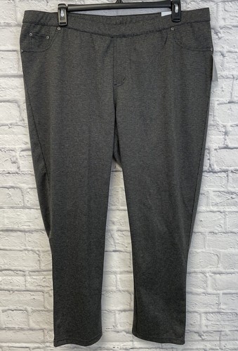 CATHERINES Pull on Pants womens 2X Black Gray houndstooth NEW elastic waist