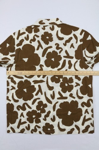 Common People Men's Hawaii Shirt Scott Short Sleeve Floral White Brown Sz L $145 - Picture 10 of 11