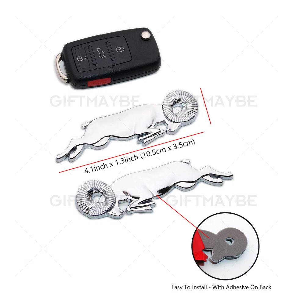 2pcs Chrome 3D Leaping Ram Body Fender Badge Emblem Nameplates for Ram Dodge Foto 4 de 4