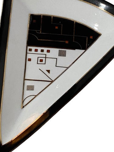 Taza/Platillo The Leonardo Collection Diseño Geométrico Borde Dorado Negro Blanco Rojo - Imagen 8 de 13