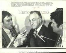 1973 Press Photo Maurice Stans talks to newsmen on Capitol Hill in Washington