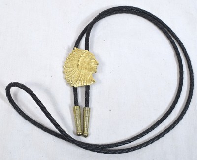 Western Cowboy Bolo Tie With Native American Indian In Headress