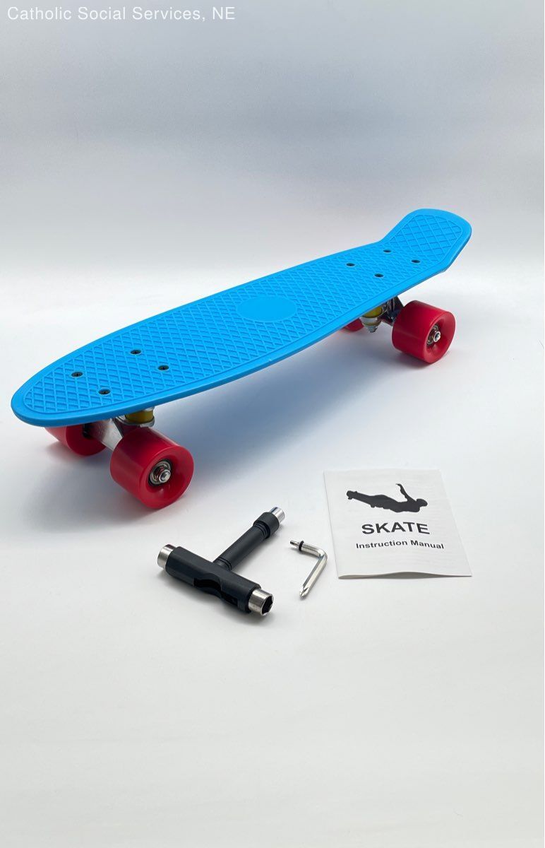 Blue Plastic Kids Retro Cruiser Mini Plastic Skateboards - 2
