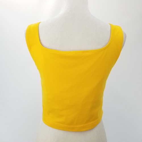 Vtg Danskin Womens XL Sunflower Yellow Nylon Crop Tank Top Built In Shelf Bra - Picture 9 of 13