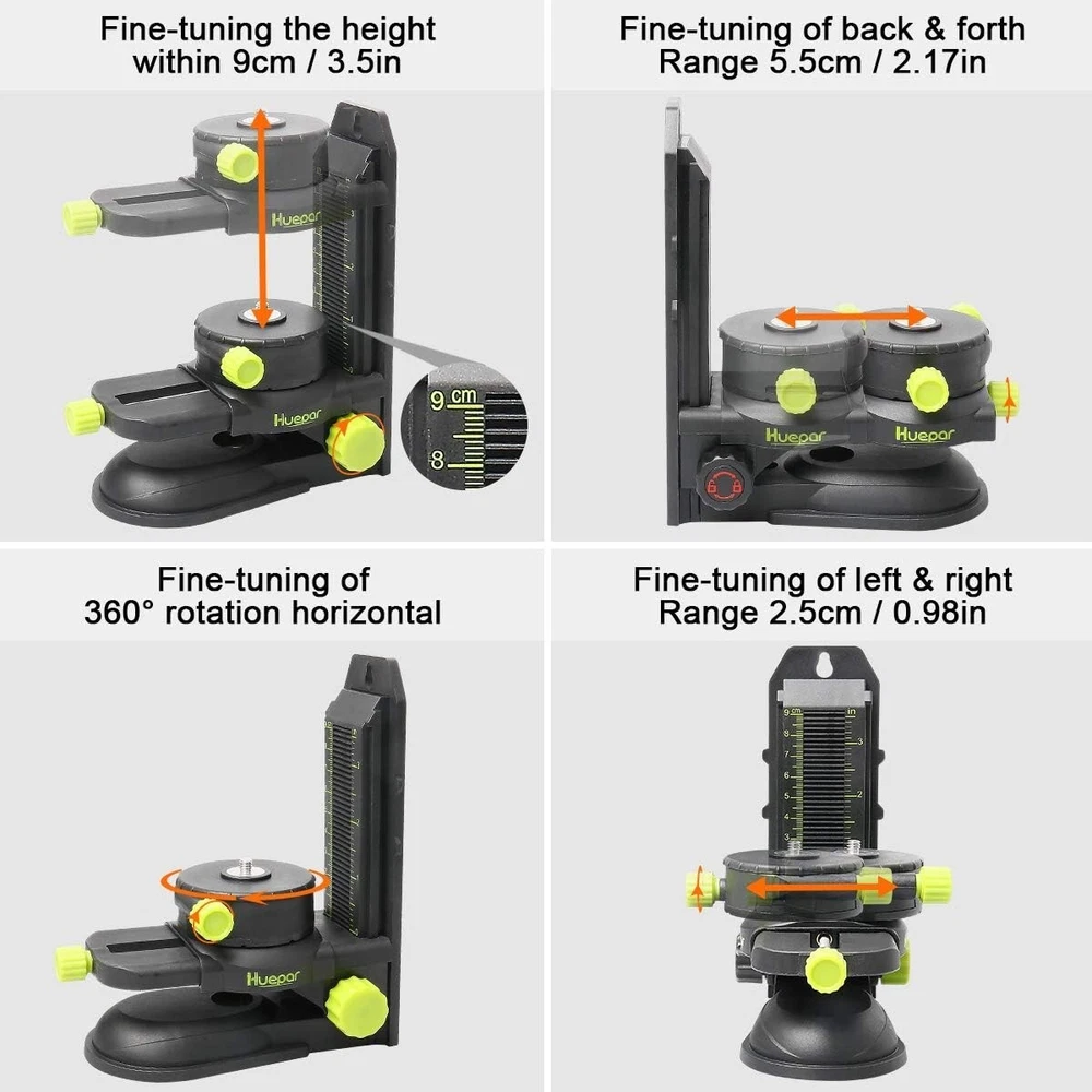 Adjustable Laser Level Bracket– Magnetic Base, Height Adjustment, 1/4"-20 Thread