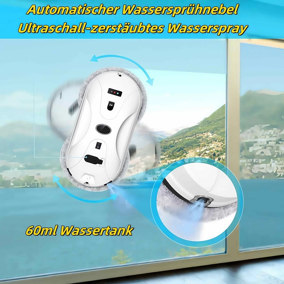 Intelligent Fensterputzroboter mit Dual-Sprüher,Fernbedienung Sicherheitsseil DE - Bild 3 von 4
