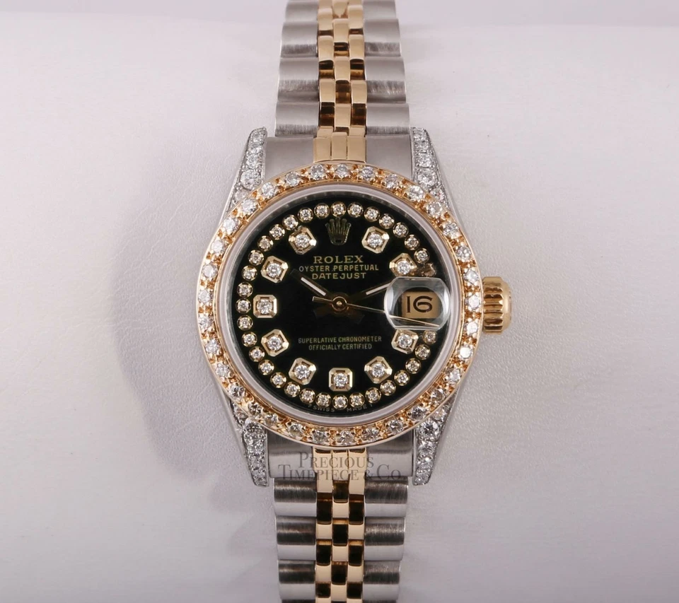 Rolex Lady Datejust 26 mm TT/SS-Diamond Lug-Esfera Diamante Negra-Bisel Diamante 18k Foto 2 de 4