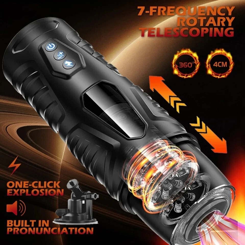 Masturbador masculino automático taza empuje giratorio manos libres juguetes sexuales para hombres Foto 2 de 4