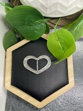 1.5 Silver-Tone Rhinestone Heart Tie Ring Scarf Shirt Clip New Free Ship B4855