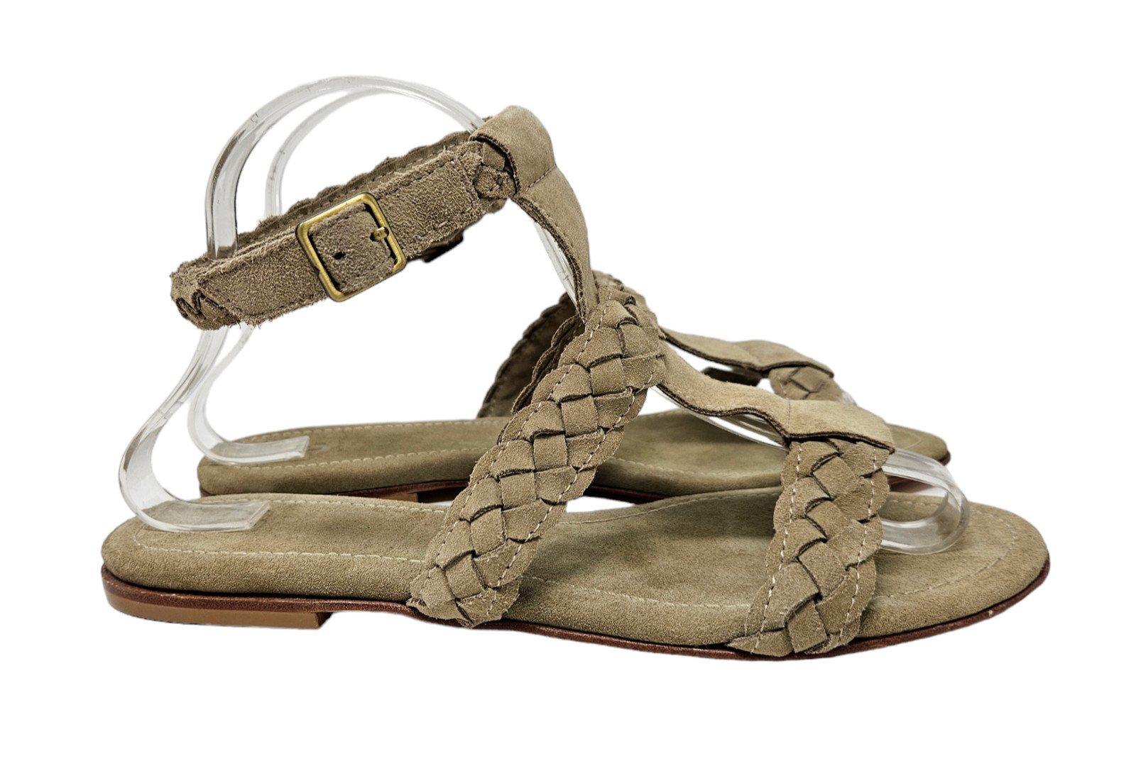 TRUE RELIGION Braided Leather Sandals 8 Handmade Adjustable Ankle Strap Boho