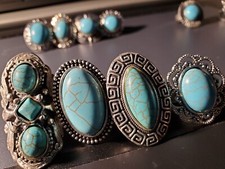 rings for women Beuatiful not real Turquoise and Silver