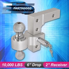 Dual Ball Mount 2 Tow Hitch Adjustable 6 Raisedrop Truck Trailer Silver Lock