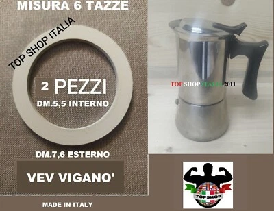 SET 2 PEZZI GUARNIZIONE 6 TAZZE PER CAFFETTIERA VEV VIGANO' MOKA INTROVABILE