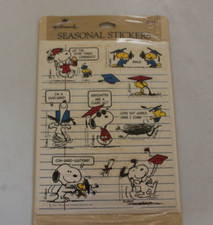 Vintage Hallmark Graduation Stickers Snoopy Peanuts Woodstock Sealed New