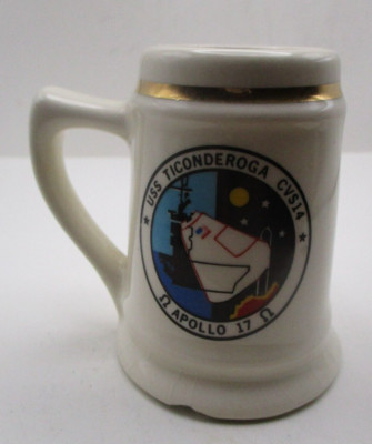 US Navy USS Ticonderoga CVS-14 1972 Apollo 17 Rescue Beer Stein Shot Glass