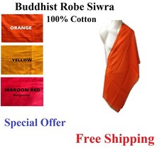 Thai Buddhist Robe Siwra Monk Dress Cotton Theravada Reverend Priest Orange