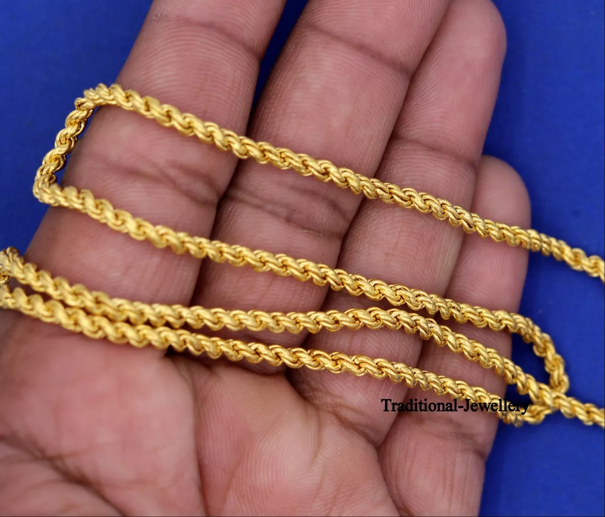 22K GOLD 22 INCHES LONG ROPE CHAIN NECKLACE CHAIN UNISEX CHRISTMAS GIFT CH166