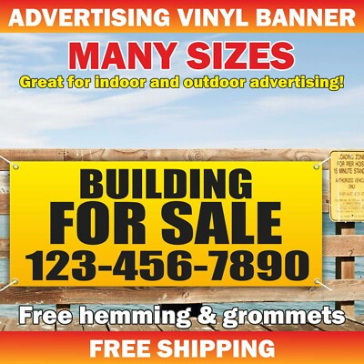 #ad #ad BUILDING FOR SALE Advertising Banner Vinyl Mesh Sign rental space custom number $138.09