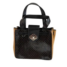 My Flat In London Pony Hair Polka Dot Purse Black Tan