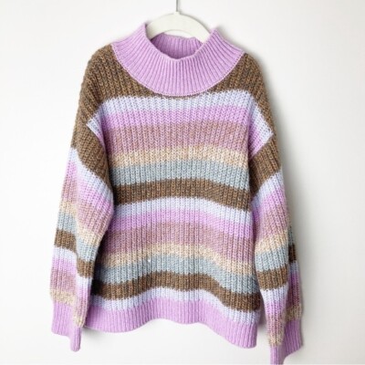 OshKosh B gosh Girls Lavender & Gold Toned Striped Sweater Size 4/4A