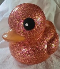 Red/Gold/Pink Sparkle Rubber Duck aaglobal.com 6.5" Long 5.5" Tall NEW