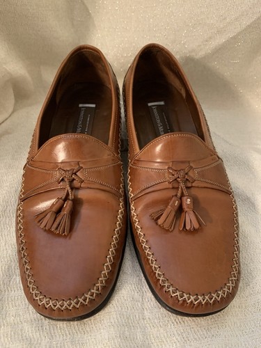 JOHNSTON & MURPHY 20-1860 Brown Leather Tassel Slip-On Loafers/Shoes 11.5” EUC - 第 1/19 張圖片