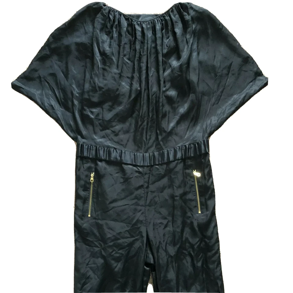 Ted Baker London sz 1/S Black Jumpsuit Back Cut Out Jogger leg zipper Pocket  VK - Изображение 3 из 4