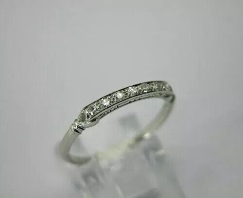 Vintage Style Women 0.80Ct Created Diamonds Eternity Band 14K White Gold Finish - Picture 4 of 6